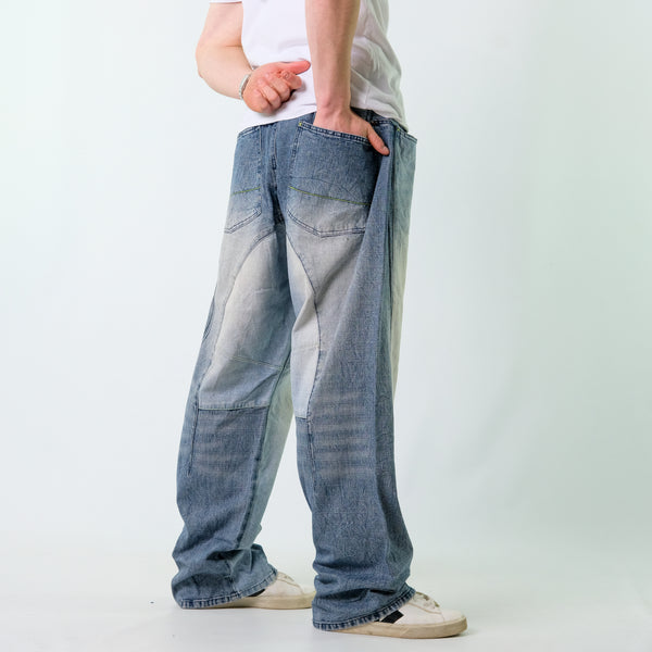 Blue y2ks Akademics Denim Hip Hop Baggy Jeans Pants (38x32")